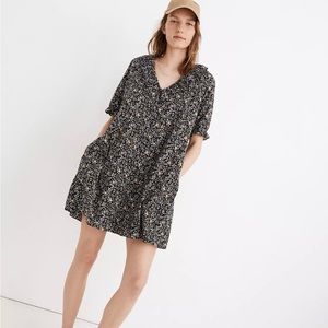 Ruffle Button-Front Trapeze Dress in Folkmagic Floral